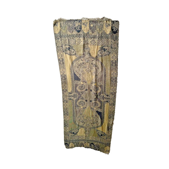 Pashmina Silk Pashmina Blend Gold Black Paisley Shawl Wrap Scarf 27 X 74 Fringe - Picture 6 of 9
